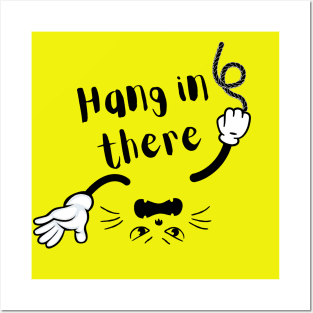 HANG IN THERE UPSIDE DOWN CAT Posters and Art